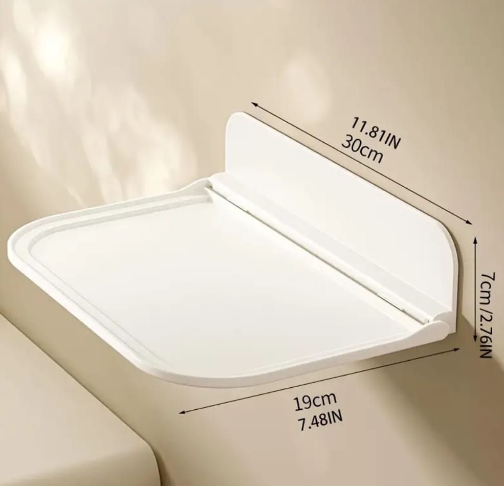 Foldable Wall Shelf – Wall Mounted Plastic Storage Rack for Towels, Clothes & Accessories