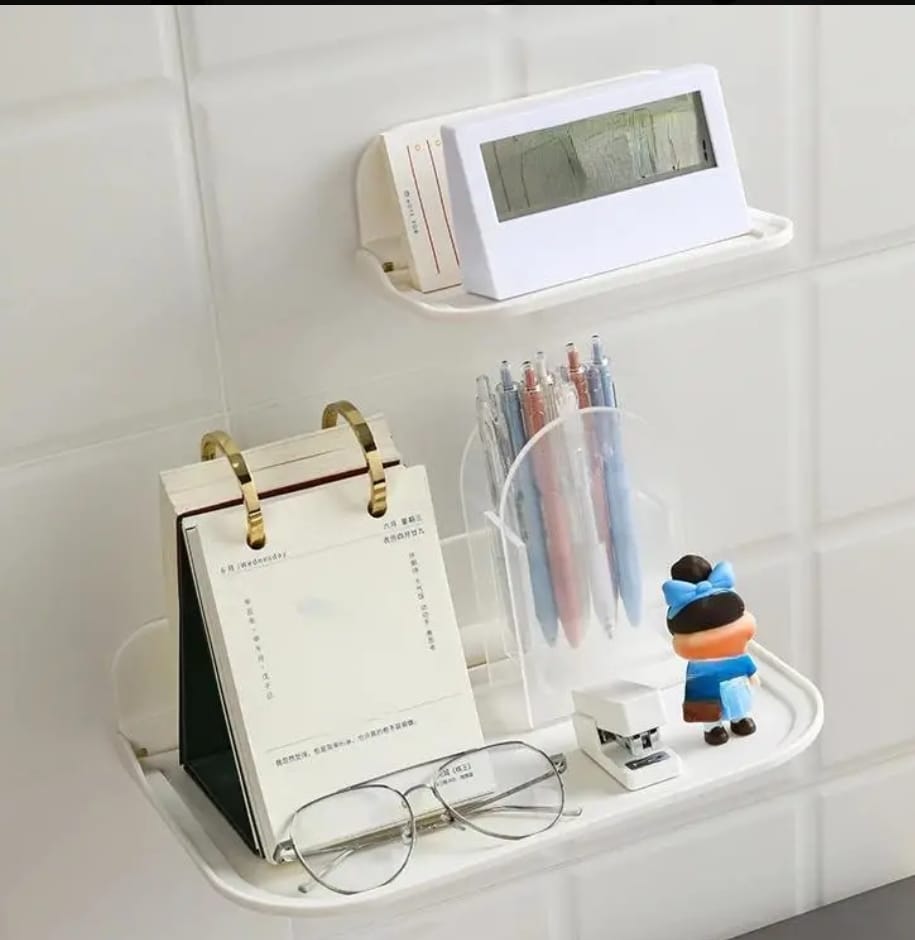 Foldable Wall Shelf – Wall Mounted Plastic Storage Rack for Towels, Clothes & Accessories