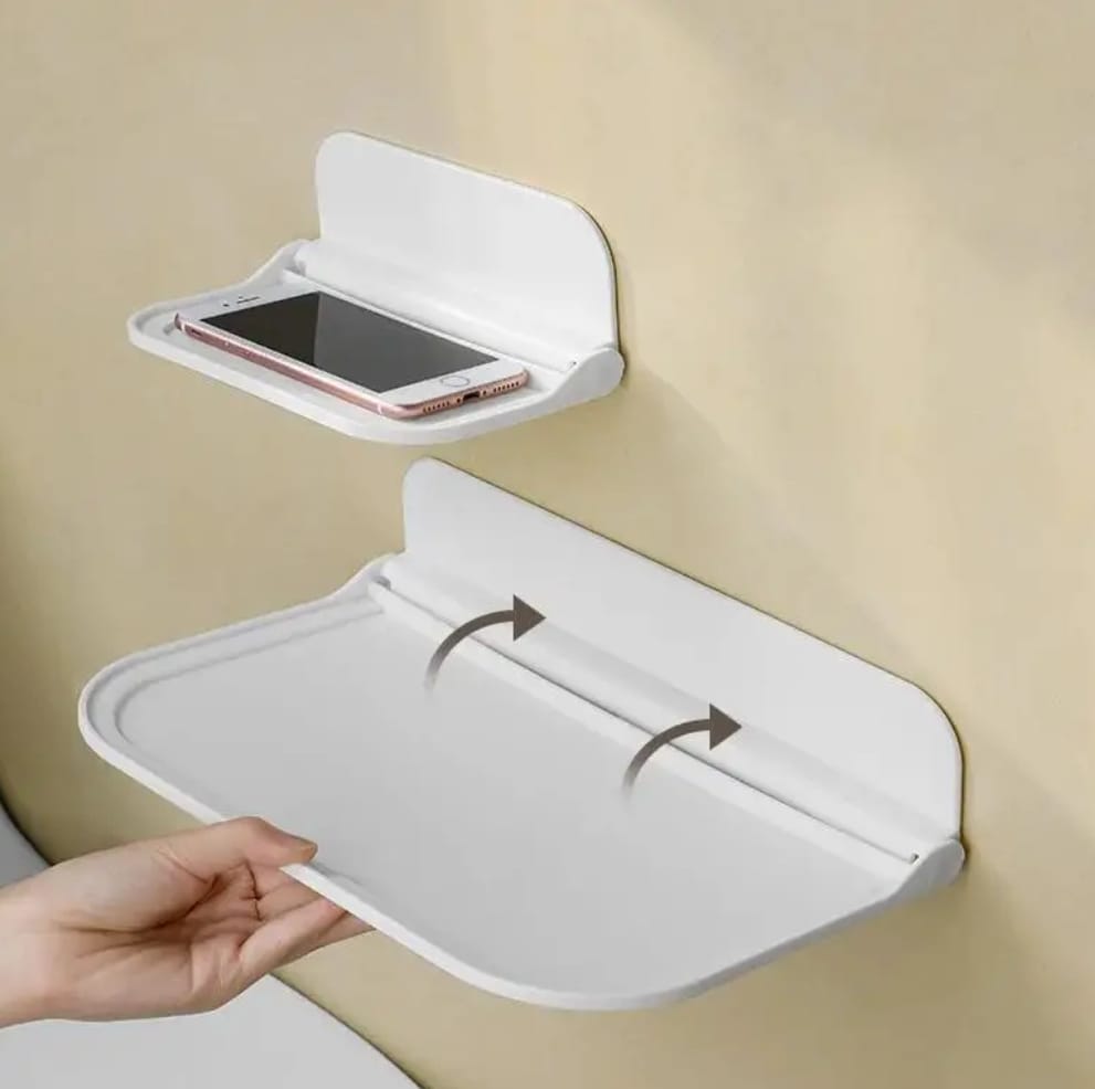 Foldable Wall Shelf – Wall Mounted Plastic Storage Rack for Towels, Clothes & Accessories