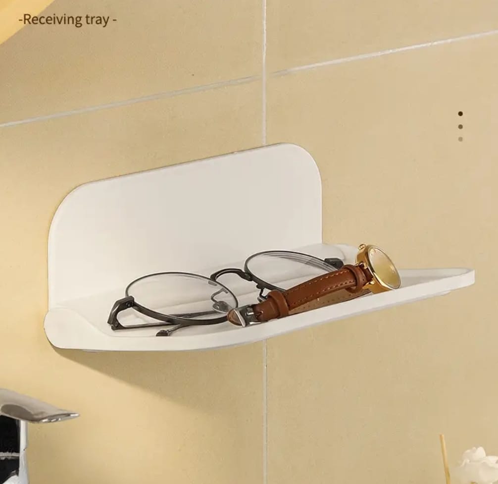 Foldable Wall Shelf – Wall Mounted Plastic Storage Rack for Towels, Clothes & Accessories