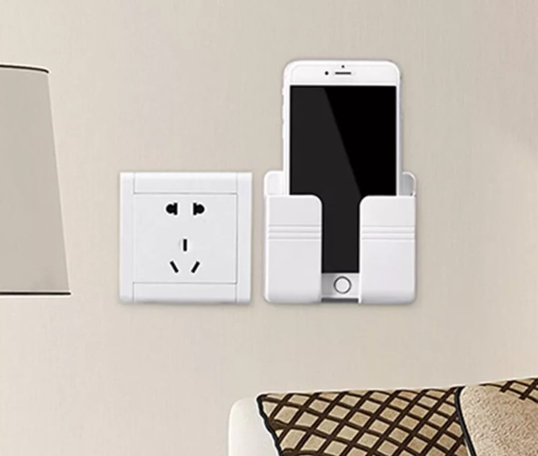 Stick-On Wall Organizer – Phone Charger, Remote Control & Accessory Holder