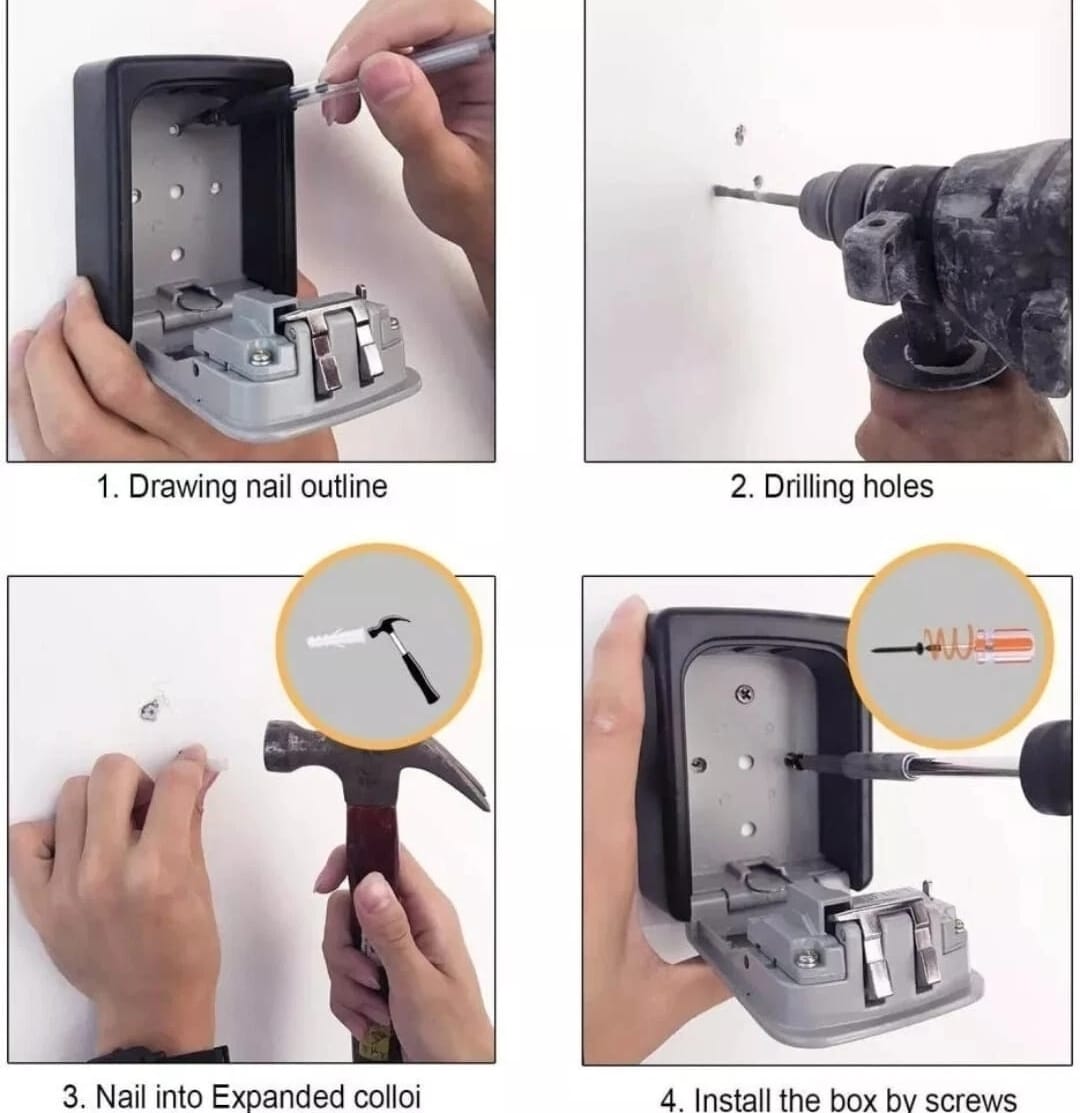 Outdoor Key Safe Box 4 Digit Wall Mounted High Security Code Lock-Storage Set UK
