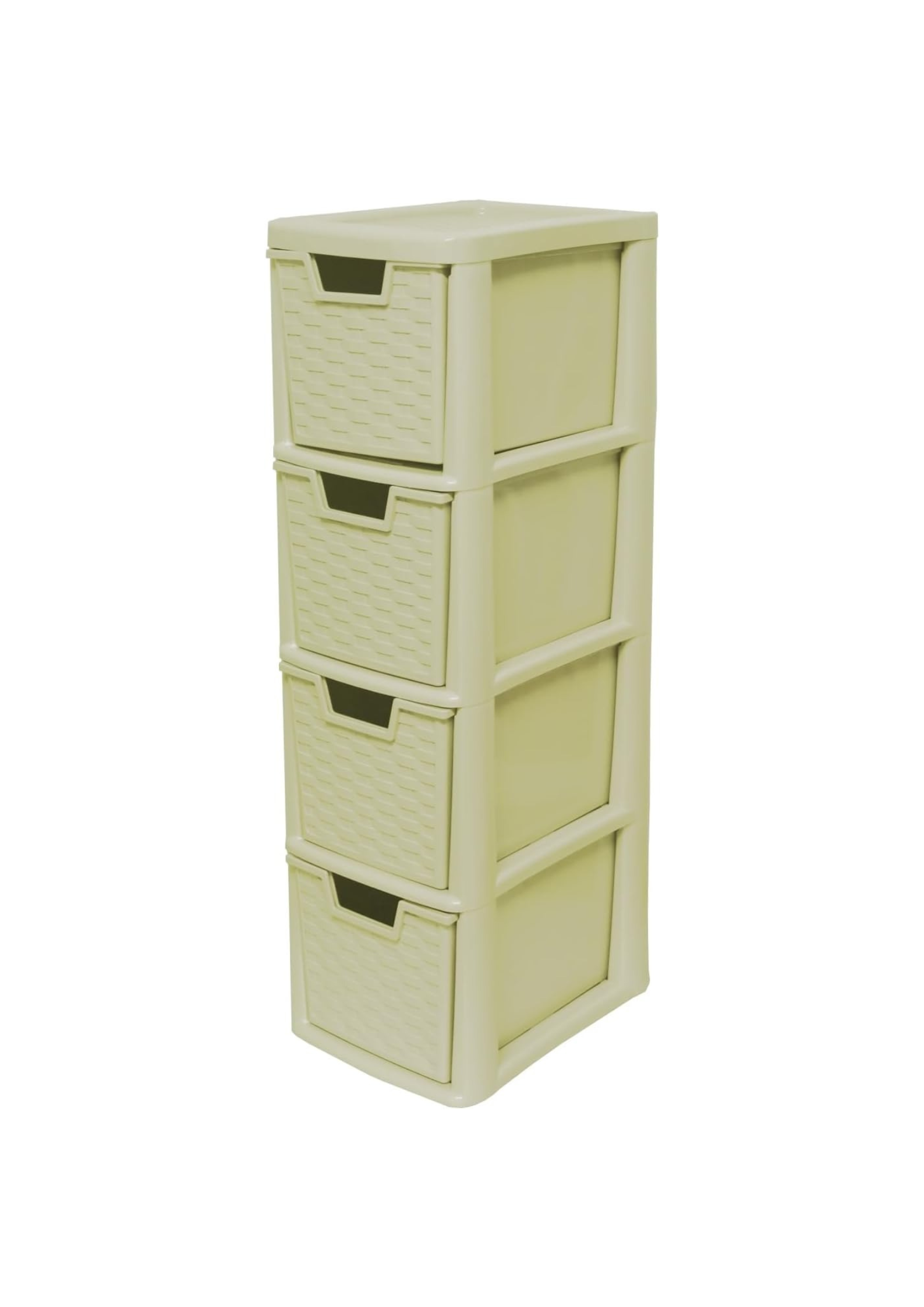 4 Drawer Storage Tower Unit – A5 Desktop Organizer for Home, Office, School | Stationery, Cosmetics & Jewellery Box – Cream Colour