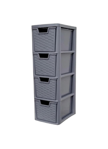 4-Drawer Plastic Storage Organizer – A5 Desktop Tower Unit Grey Colour