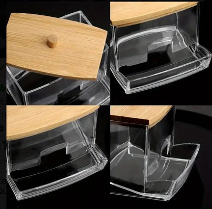 Cotton Bud Holder Storage Organiser Cotton Swab Dispenser Container with Lid