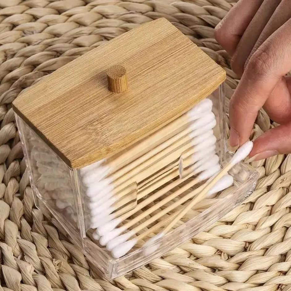 Cotton Bud Holder Storage Organiser Cotton Swab Dispenser Container with Lid