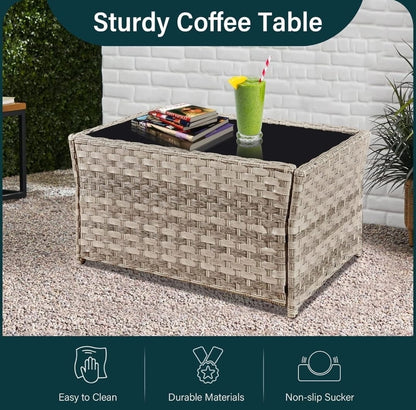 4 Piece Rattan Outdoor Furniture Sofa Table Chair Set Garden Patio Conservatory