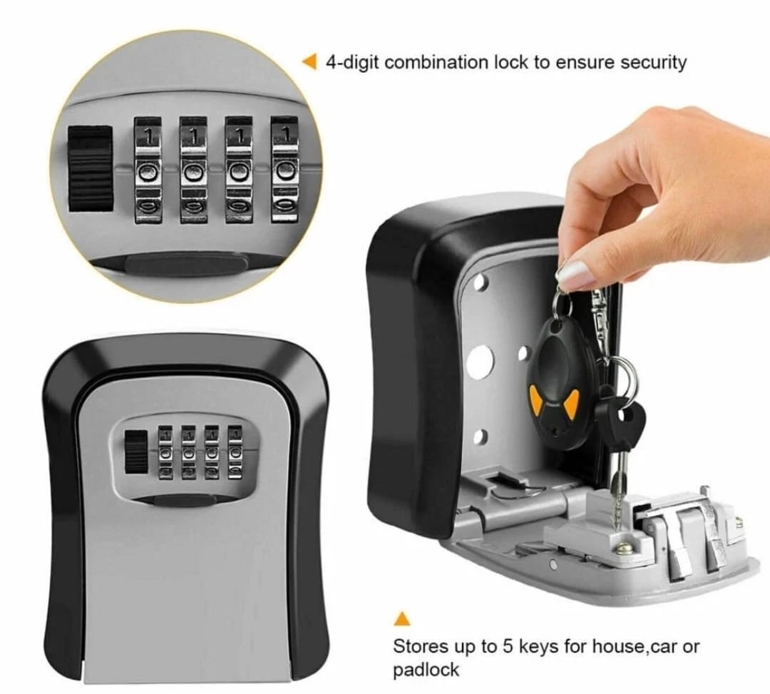 Outdoor Key Safe Box 4 Digit Wall Mounted High Security Code Lock-Storage Set UK