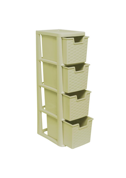 4 Drawer Storage Tower Unit – A5 Desktop Organizer for Home, Office, School | Stationery, Cosmetics &amp; Jewellery Box – Cream Colour